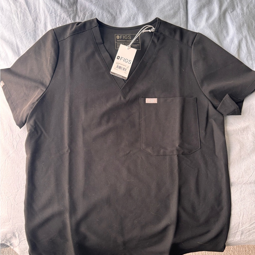 Figs Women's Charcoal V-Neck Short Sleeve Top